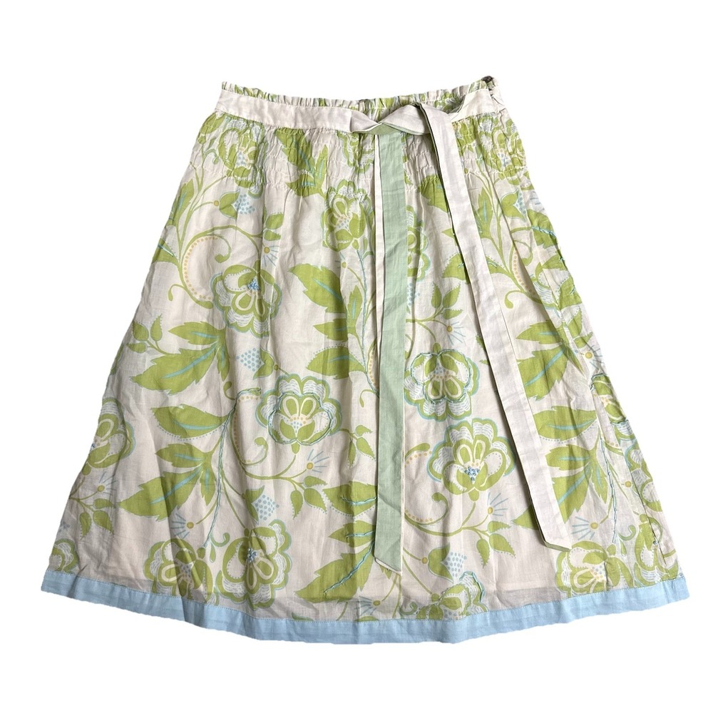 Garnet Hill Embroidered Floral Skirt Womens 2 Petite Knee Length Spring Feminine